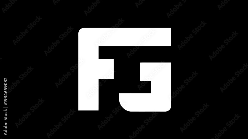 Fototapeta premium Abstract geometric white symbol design on a black background. Modern minimalist graphic element for branding, business, and technology concepts.