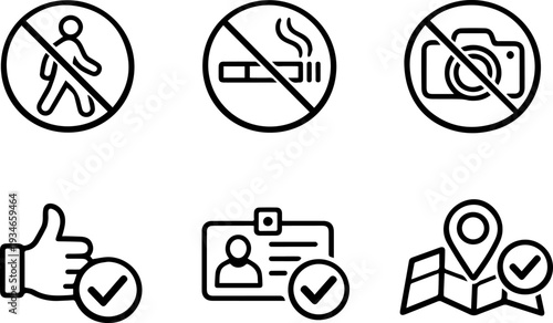 Prohibition warning safety restriction line icons