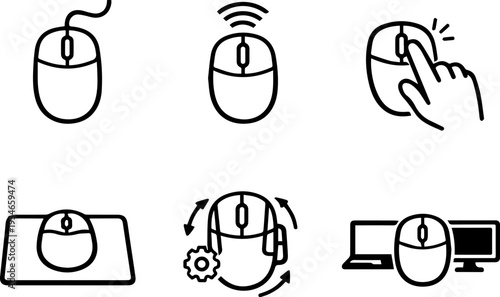 Computer mouse device control line icons