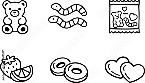 Gummy candy sweets jelly dessert icons
