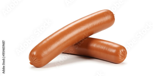 Two Uncooked Hot Dogs Product Shot Isolated on White Background