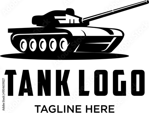 Military tank logo design Stock Vector Image. Black and White