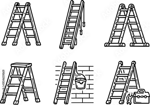 Ladder construction repair maintenance tool icons
