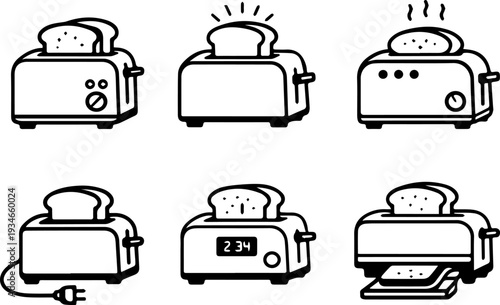 Bread toaster kitchen appliance cooking icons