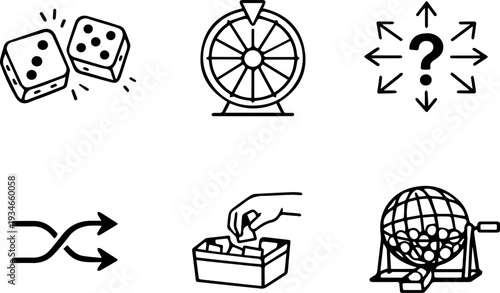 Random choice probability decision outline icons. Vector