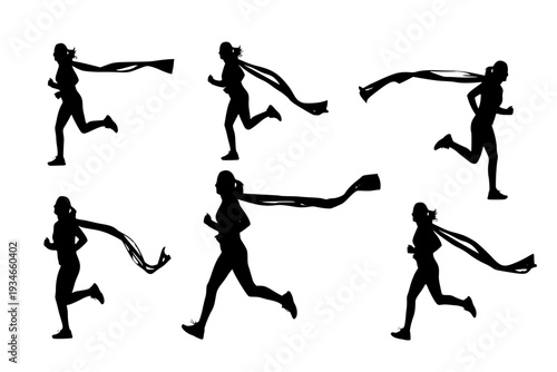 Person Running with Flowing Scarf Silhouette Vector for Freedom Movement and Joyful Spirit Concept