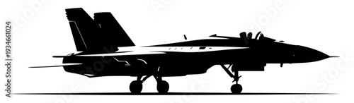 A black and white silhouette of a fighter jet on a plain , army, black, fighter jet, floor, illustration, jet, nose, plane, profile, raceway, against transparent background