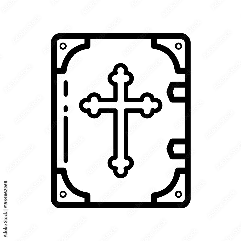 Obraz premium Holy bible with christian cross vector icon