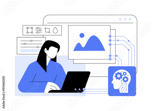 AI in Photo Editing abstract concept vector illustration.