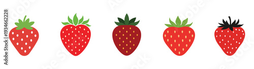 Fresh ripe red strawberries collection, 