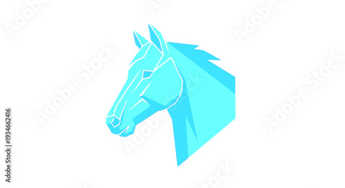 Geometric Blue Horse Head Icon Abstract Animal Silhouette Modern Design.