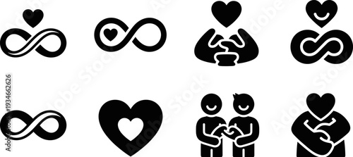 Collection of heart and infinity symbols representing love, eternity, and relationships