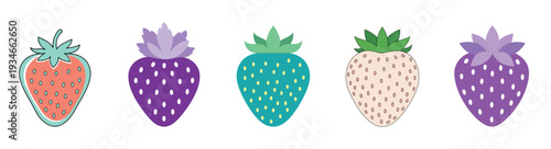 Colorful strawberry icons illustrations collection