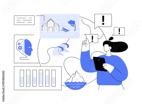 AI Disaster Response Planning abstract concept vector illustration.