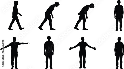 Mega Collection of Diverse Human Silhouettes Featuring Athletes Workers Families and Various Poses Isolated on White Background for Multifaceted Creative Design
