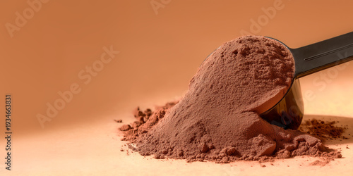 Wallpaper Mural A close-up of chocolate-brown protein powder against a peach-colored background, copy space for text in a protein supplement ad Torontodigital.ca