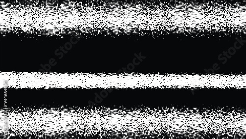 Abstract background with horizontal black stripes composed of dense dot patterns and noise texture