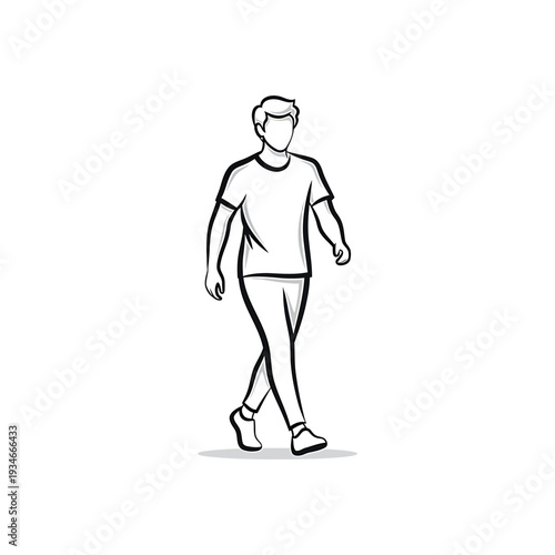 Man Walking Illustration Simple Line Art.