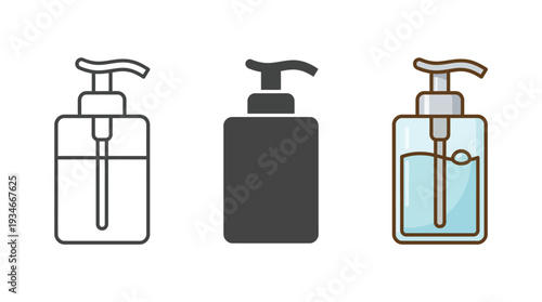 Soap Dispenser Illustration Set with Various Styles Isolated on White Background