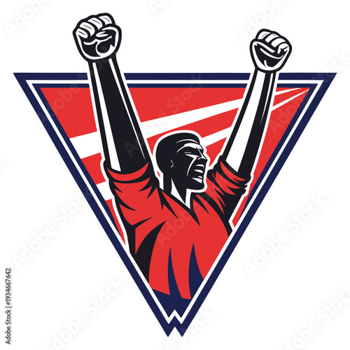 Triumphant Athlete Vector Illustration Celebrating Victory With Raised Arms