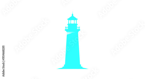 cyan lighthouse icon on white background.