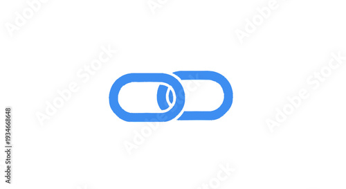 Blue Chain Link Symbol Isolated on White.