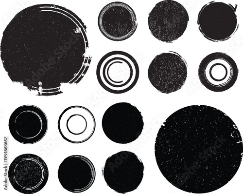 Grunge post Stamps Collection, Circles. Banners, Insignias , Logos, Icons, Labels and Badges Set . vector distress textures.blank shapes.
