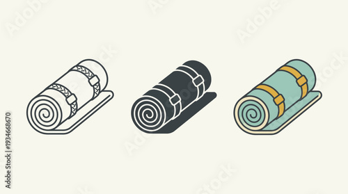 Rolled Blankets or Towels in Various Styles on White Background