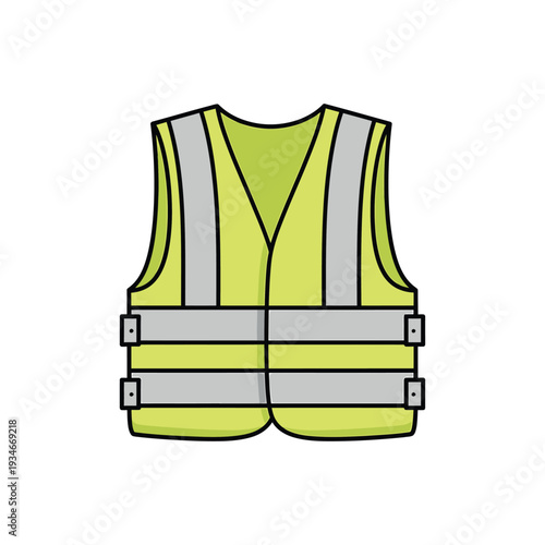 Yellow Reflective Safety Vest Illustration.