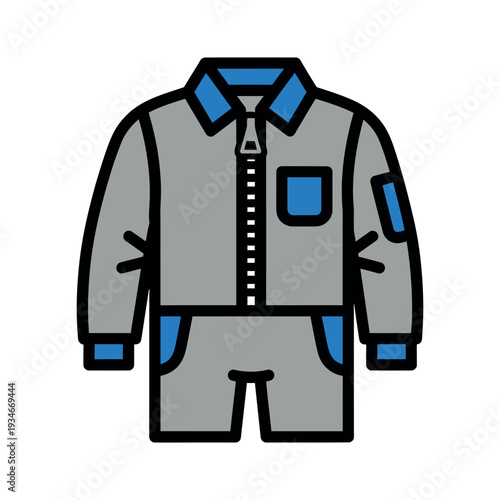 Gray and Blue Workwear Uniform Illustration.