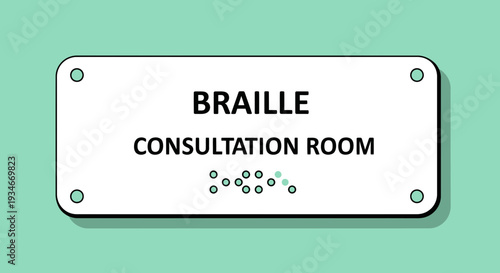 Braille Consultation Room Sign On A Mint Background With Information For Visually Impaired People
