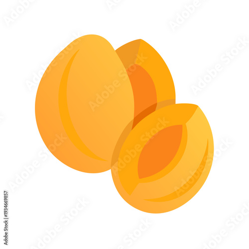 Flat illustration of fresh apricots on a black background symbolizing natural food