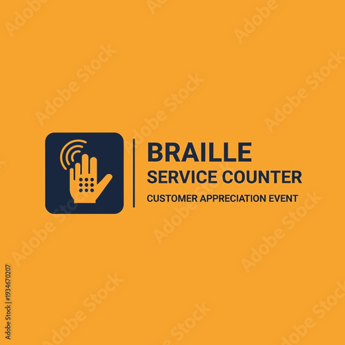Braille Service Counter Icon Depicting Customer Appreciation And Inclusive Communication Design