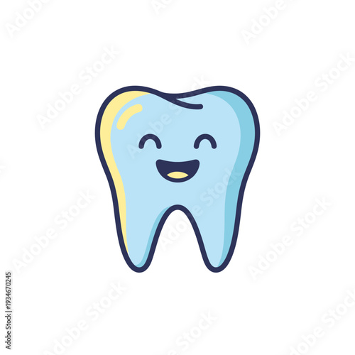 Cheerful And Healthy Tooth Icon: Dental Care And Oral Hygiene Design Concept Illustration