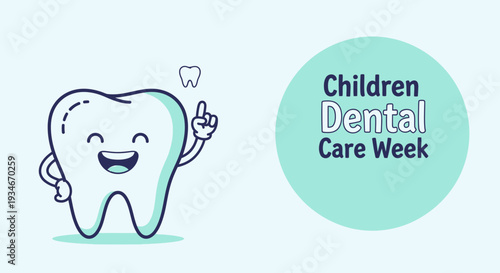 Cheerful Cartoon Tooth Promotes Children's Dental Care Awareness During Designated Week