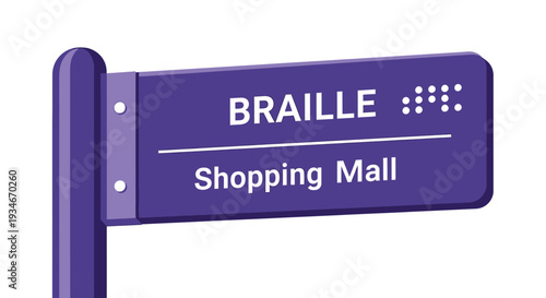 Braille Shopping Mall Signage, Accessibility Illustration, Visual Communication For All People