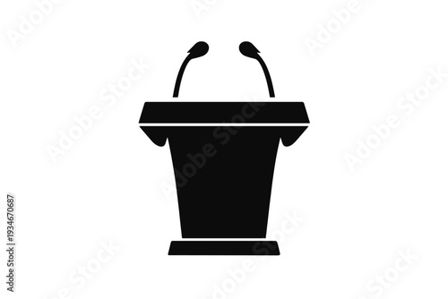 Podium with microphones used for speeches and presentations in various