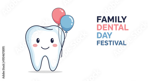 Cheerful Tooth Celebrating Family Dental Day Festival With Festive Balloons And Joyful Smiles