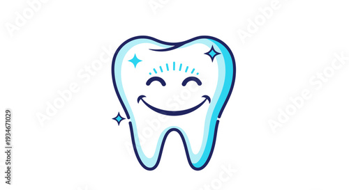Cheerful Tooth Symbolizing Dental Health, Bright Smile, and Gleaming Whiteness on White Backdrop
