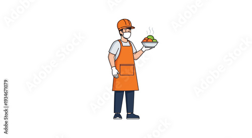 Chef Serving Freshly Cooked Meal With Hygiene And Safety Precautions