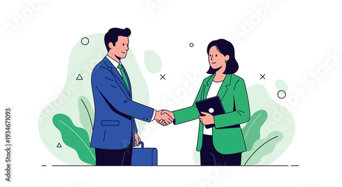 Business Partners Shaking Hands After Successful Deal And Agreement Achieved Together