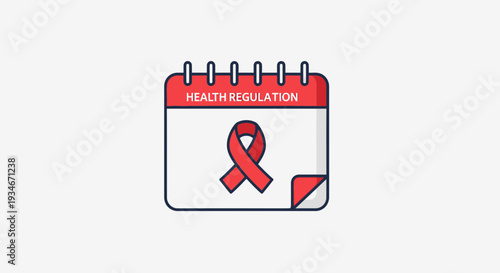 Calendar Icon Depicting Health Regulation and A Red Ribbon Symbol for Advocacy