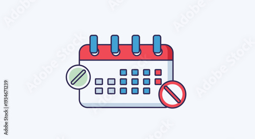 Calendar Icon With Check And Cancel Symbols Representing Schedule Management Concepts