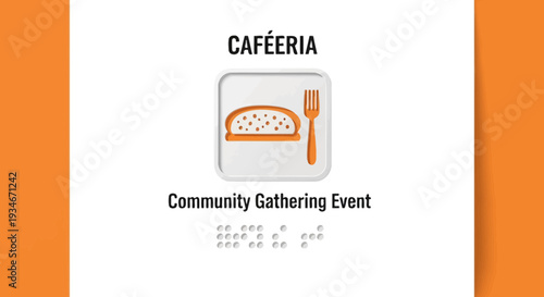 Cafeteria Sign For Community Gathering Event With Bread And Fork Symbol