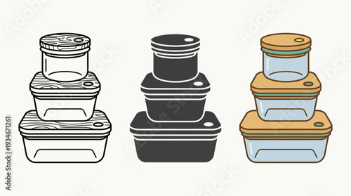 Stacked Plastic Containers with Lids in Various Colors and Styles