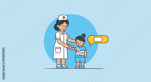 Caring Nurse Comforts Injured Child Providing Medical Aid and Emotional Support