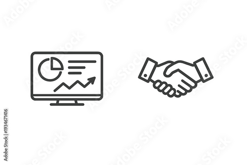 Business partnership agreement and data analysis graphic showing