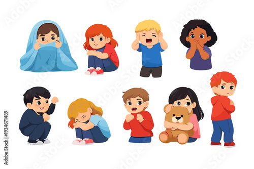 Children expressing different emotions in various scenarios as they