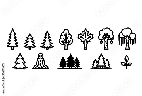Bold Line Icon Bundle of Trees and Forests for Modern Digital and Print Designs