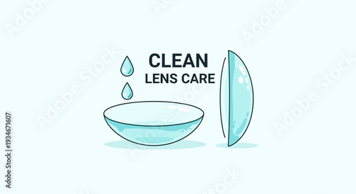Clean Lens Care Illustration Demonstrating Contact Lens Cleaning and Maintenance
